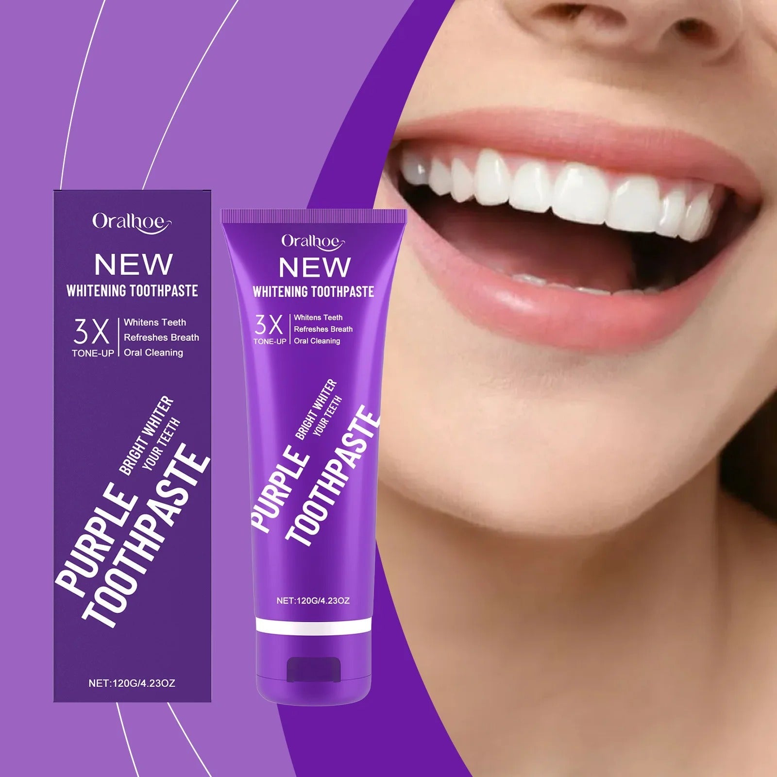 Purple Tooth Whitening Toothpaste – Color Correcting Formula