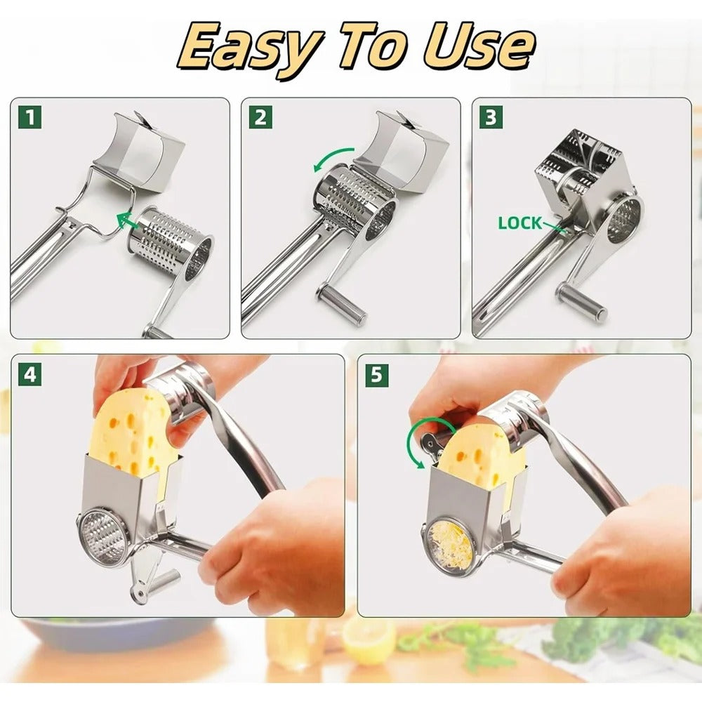 Handheld Cheese Grater & Cutter – Stainless Steel Kitchen Tool