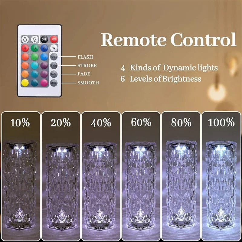 Crystal Table Lamp 16 Colors – Remote Control LED Night Light