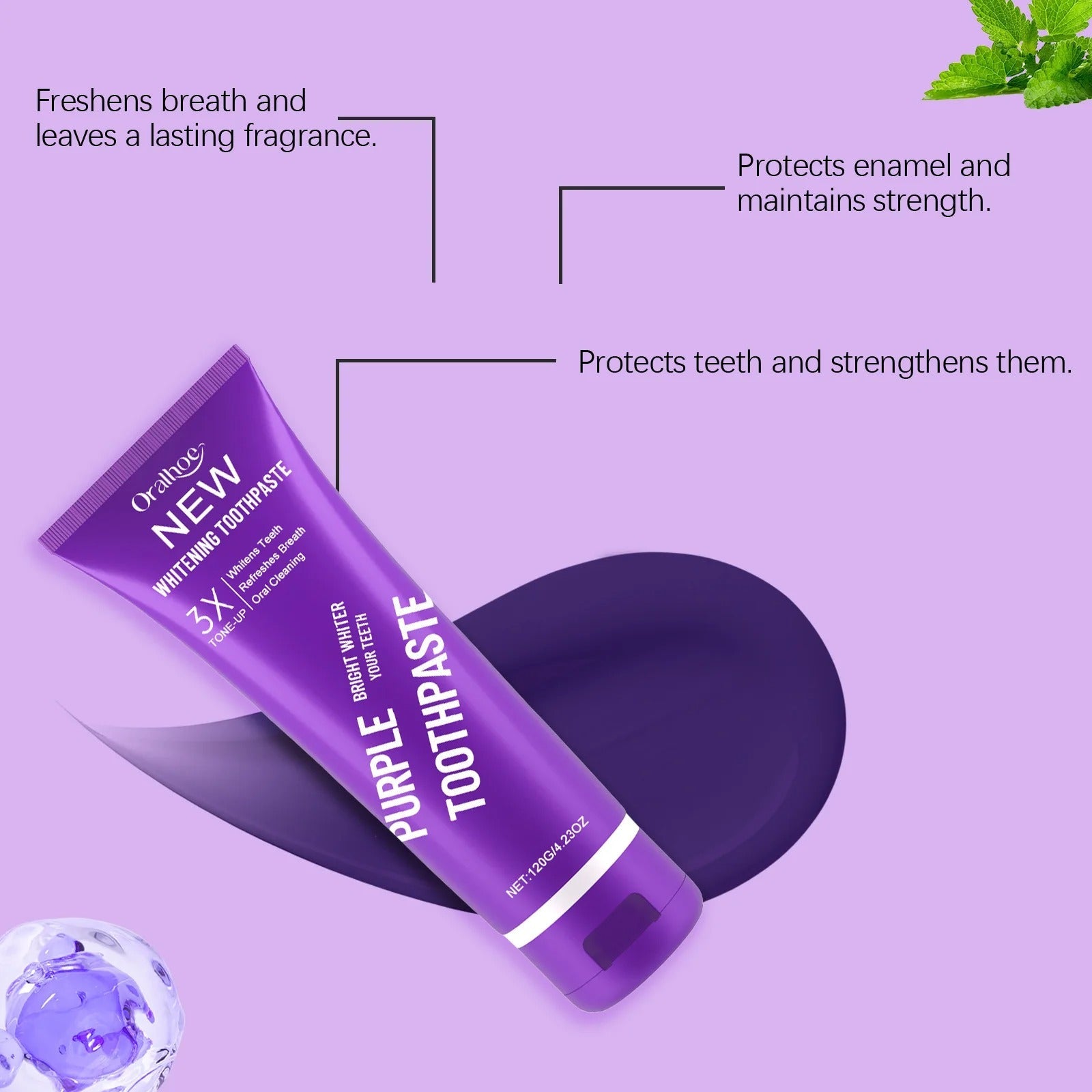 Purple Tooth Whitening Toothpaste – Color Correcting Formula