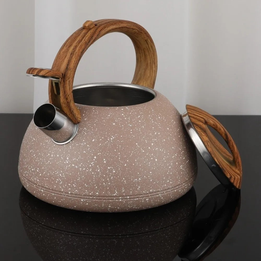 Stainless Steel Kettle with Wooden Handle – Tea & Coffee Kettle