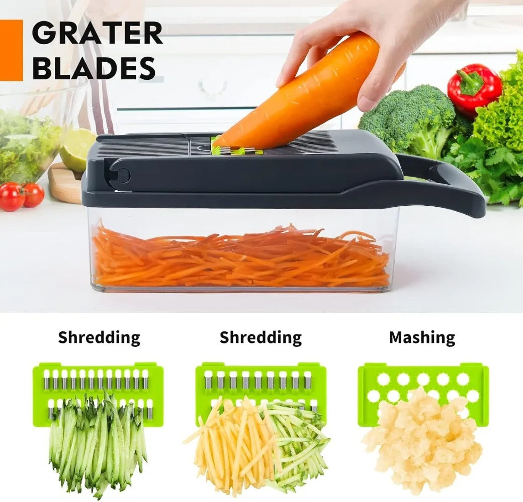 Speedy Vegetable Chopper – 12 Pieces Manual Kitchen Set