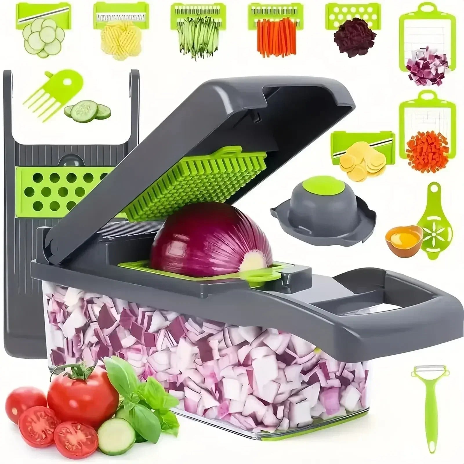 Speedy Vegetable Chopper – 12 Pieces Manual Kitchen Set