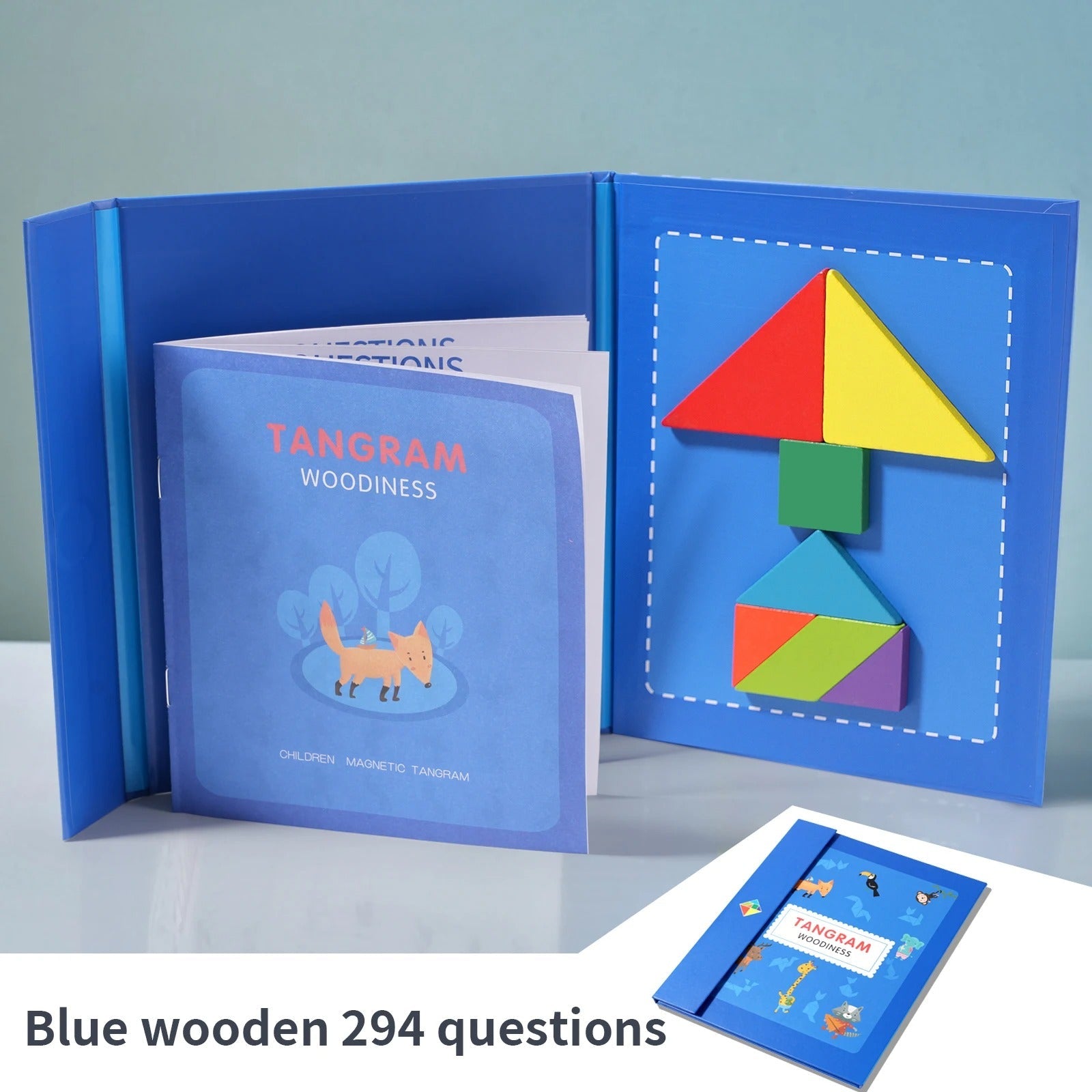 Wooden Colour Tangram Puzzle Book – Educational Brain Game for Kids